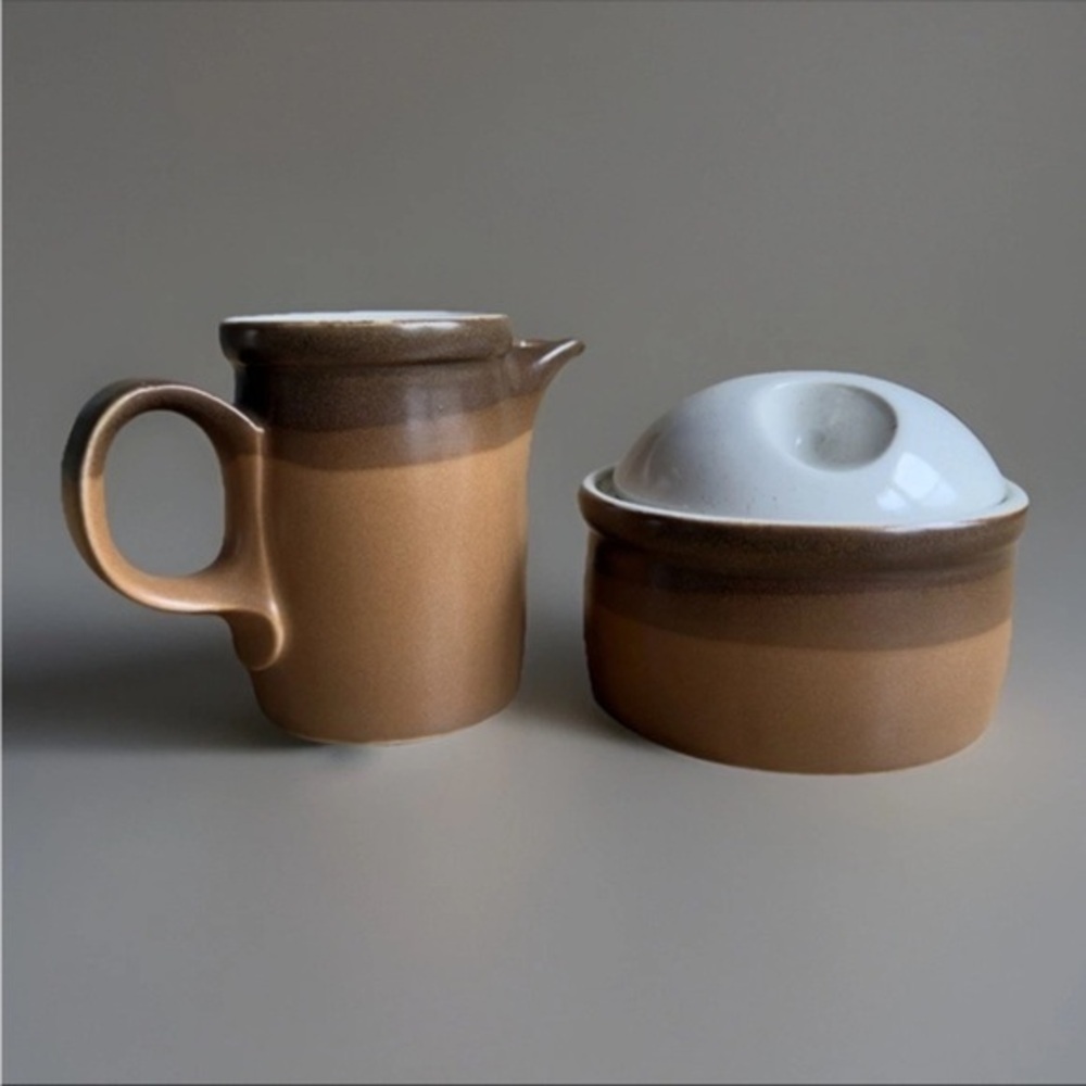 Vintage Mid-Century Mikasa Buckskin Potters Art Creamer and Sugar - Ben Seibel